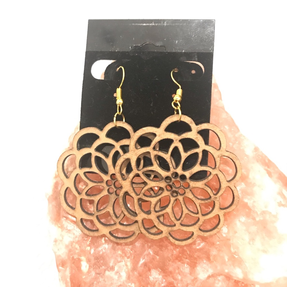 Wooden Mandala Earrings